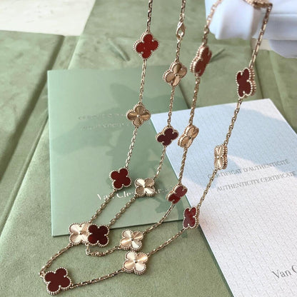 [AuraEcho]CLOVER 20 MOTIFS LASER CARNELIAN NECKLACE