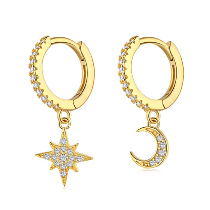 [AuraEcho]Star and Moon Asymmetric Earrings