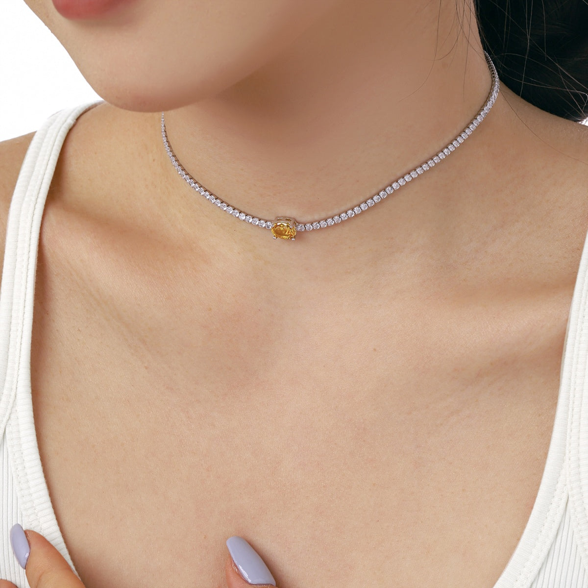 [AuraEcho]1.0 Carat Shining Oval Cut Necklace