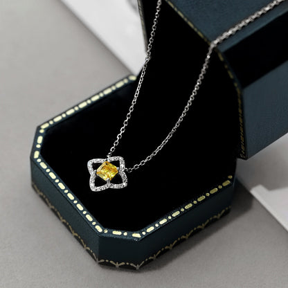 [AuraEcho]Exquisite Flower Shape Princess Cut Necklace