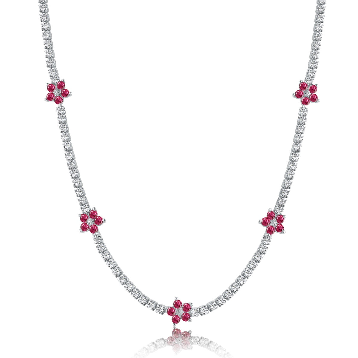 [AuraEcho]Luxurious Colorful Flower Tennis Necklace