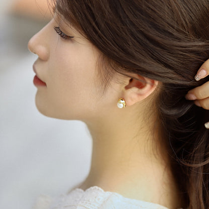 [AuraEcho]Dainty Bread Pearl Earrings