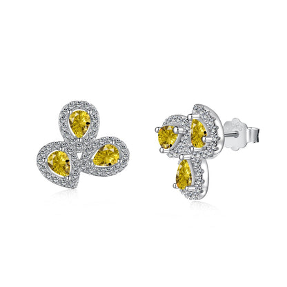 [AuraEcho]Ornate Flower Shape Pear Cut Lover Earrings
