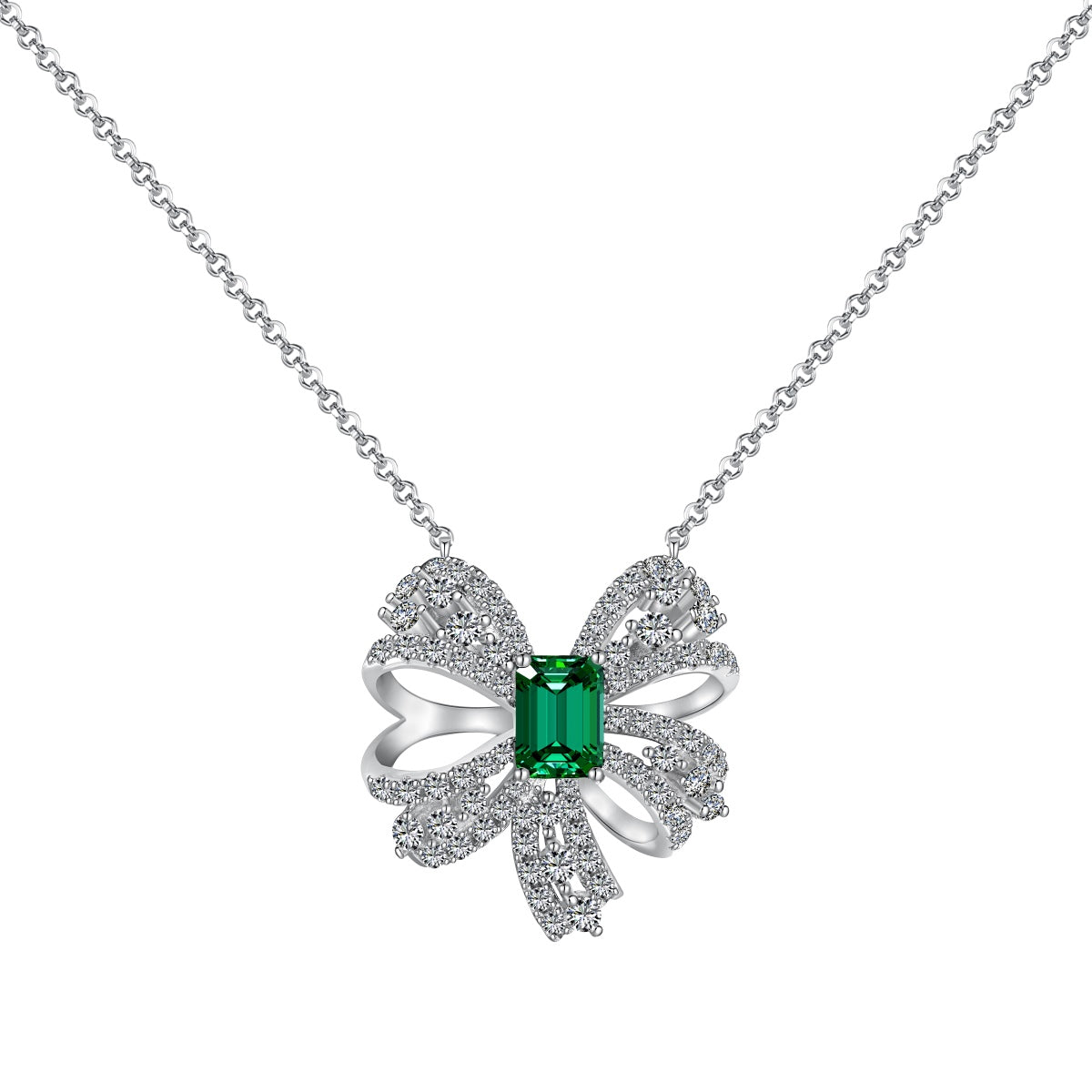 [AuraEcho]Luxurious Flower Shape Emerald Cut Necklace