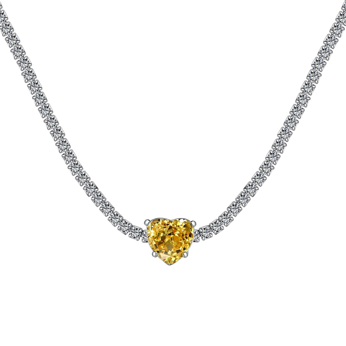 [AuraEcho]2.0 Carat Sparkling Tennis Heart Cut Necklace