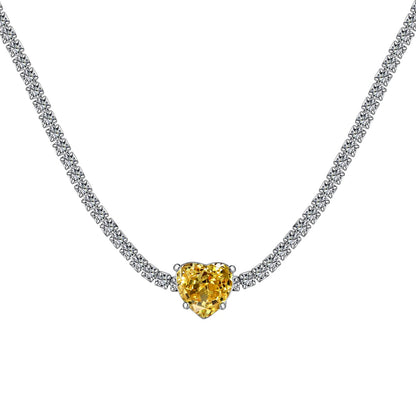 [AuraEcho]2.0 Carat Sparkling Tennis Heart Cut Necklace