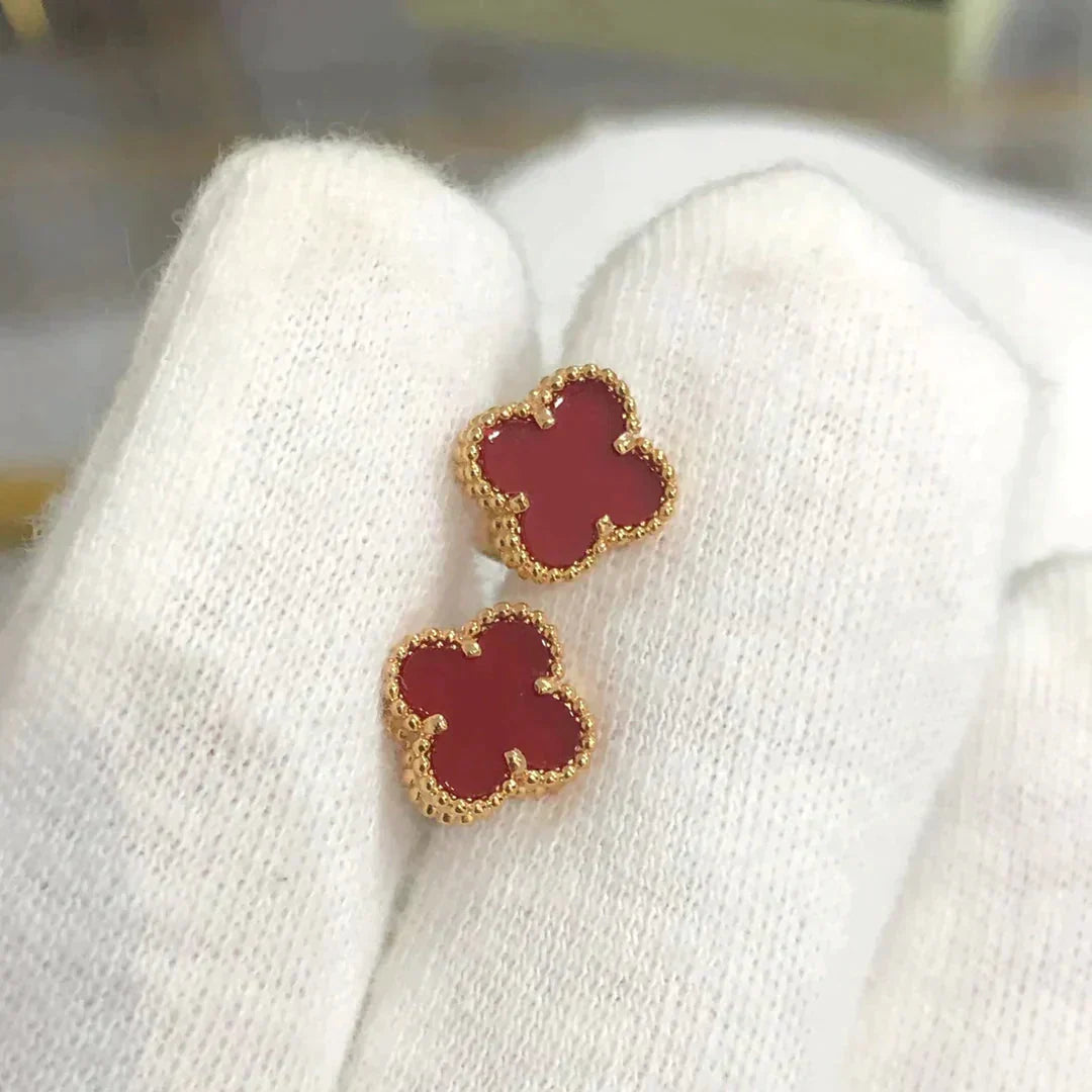 [AuraEcho]CLOVER MINI 9.5MM CARNELIAN EARRINGS