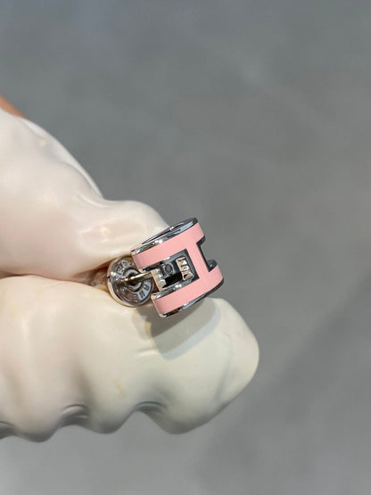 [AuraEcho]MINI POP H SILVER EARRINGS PINK