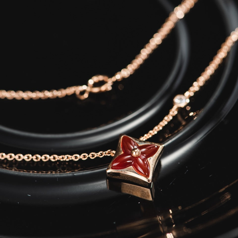 [AuraEcho]STAR NECKLACE PINK GOLD 1 DIAMOND