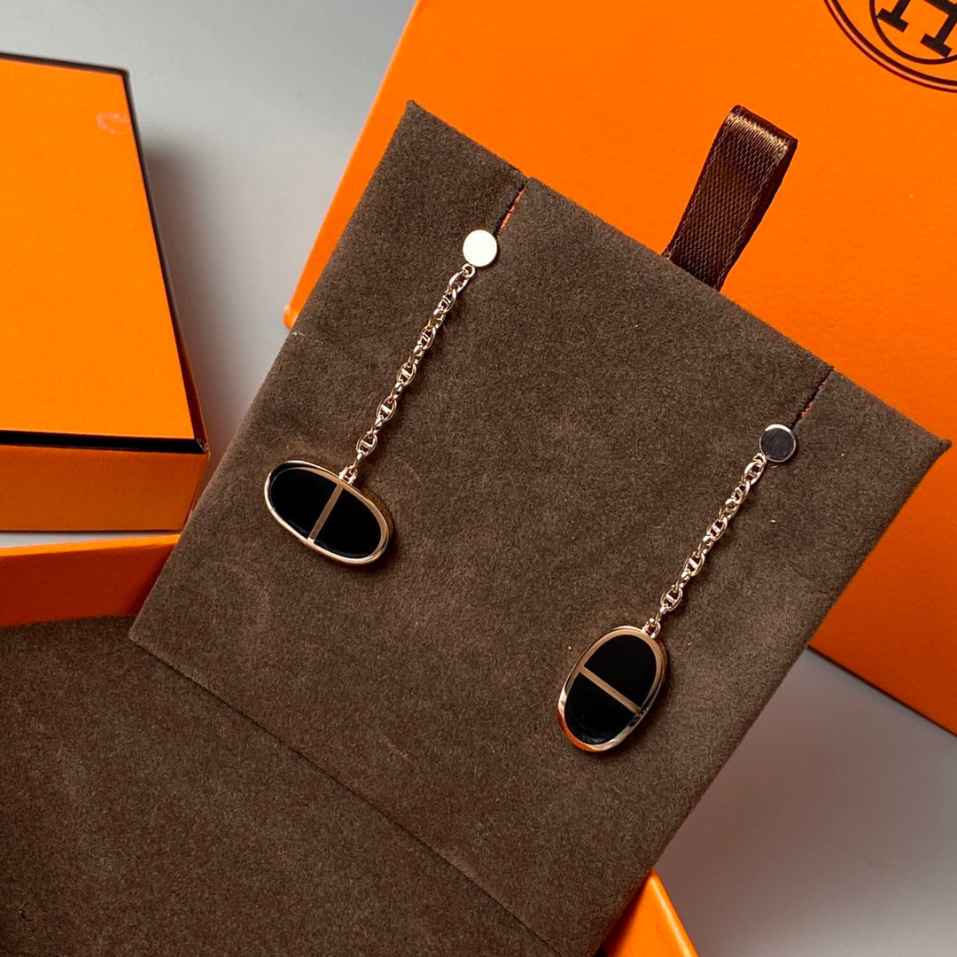 [AuraEcho]CHAINE VERSO BLACK CERAMIC EARRINGS