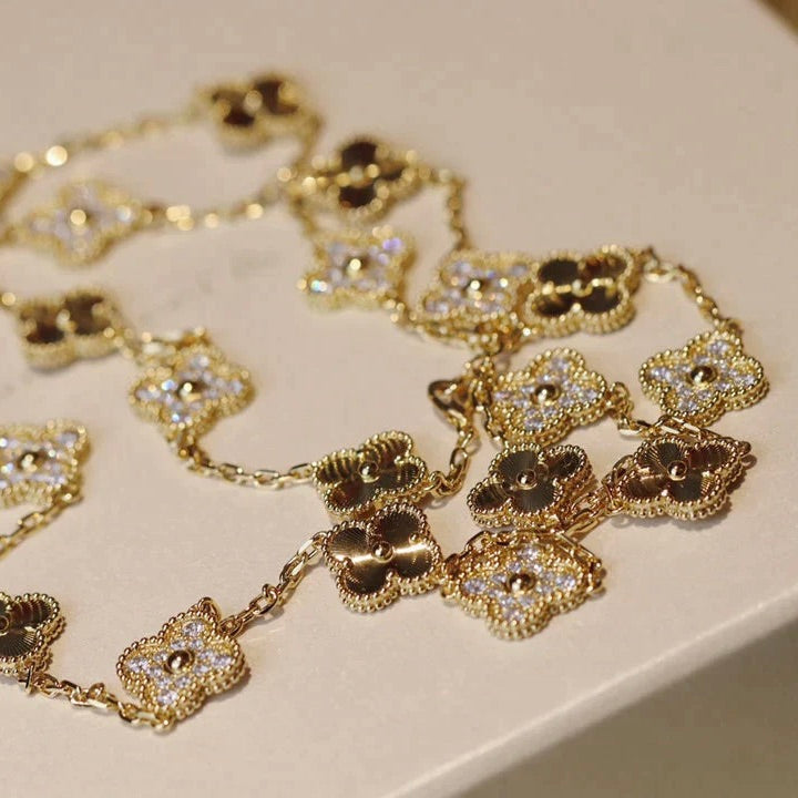[AuraEcho]CLOVER 20 MOTIFS LASER DIAMOND NECKLACE