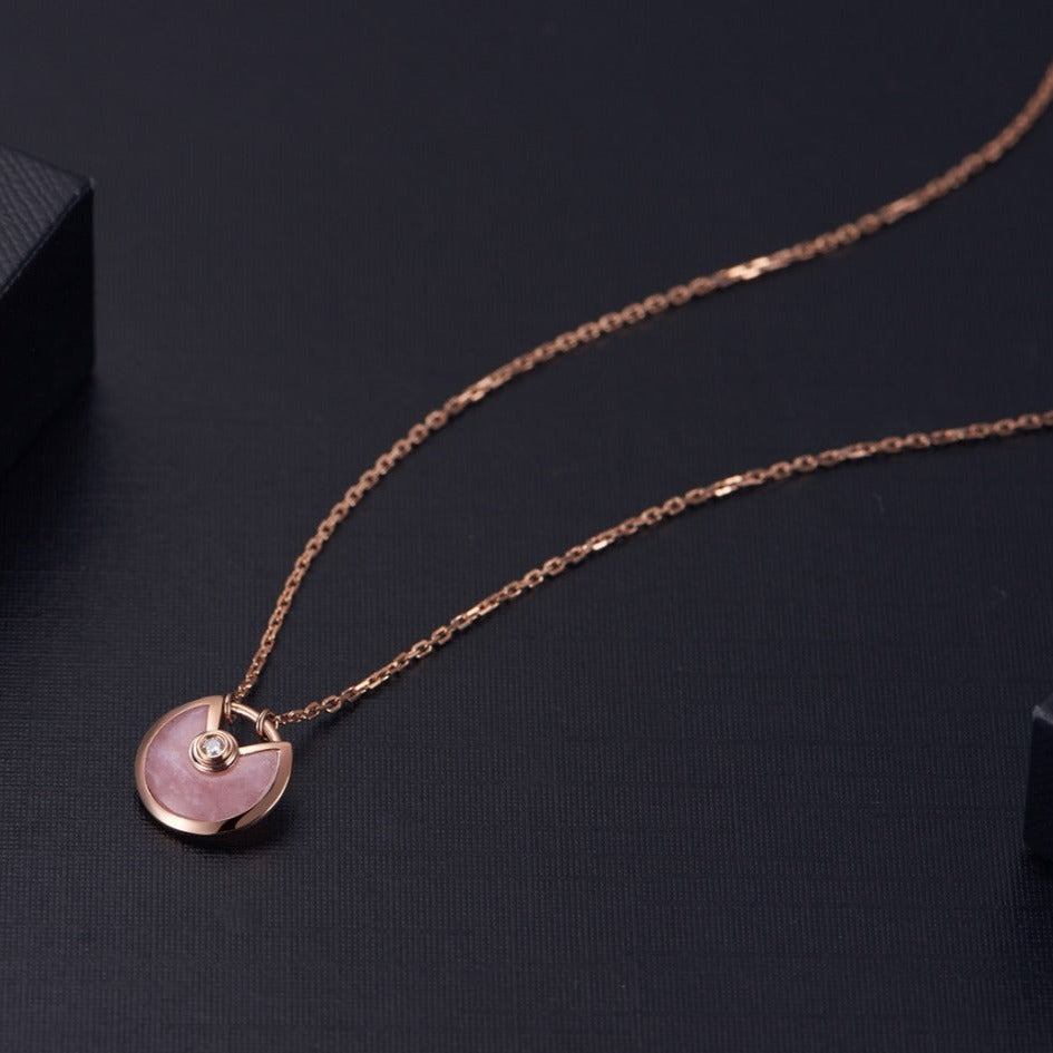 [AuraEcho]AMULETTE ROSE GOLD PINK MOP NECKLACE