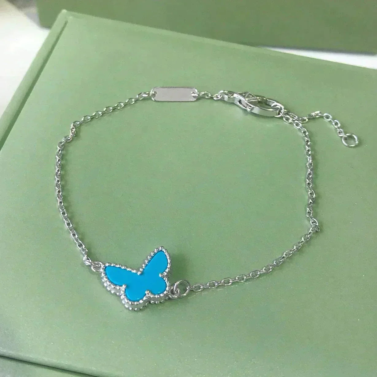 [AuraEcho]BUTTERFLY TURQUOISE BUTTERFLY BRACELET SILVER