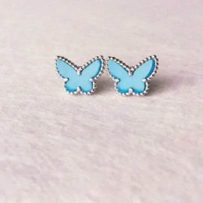 [AuraEcho]BUTTERFLY TURQUOISE EARRINGS SILVER