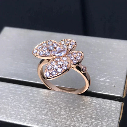 [AuraEcho]BUTTERFLY PINK GOLD DIAMOND RING