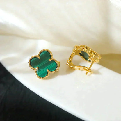 [AuraEcho]CLOVER MEDIUM 1 MOTIFS MALACHITE  EARRINGS