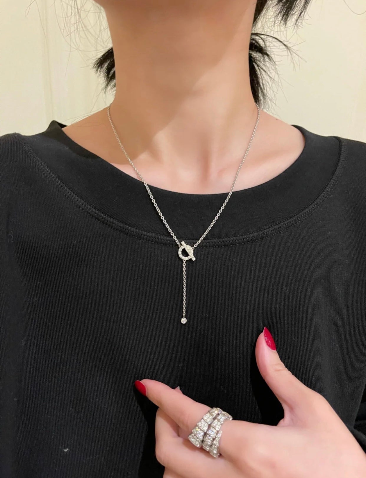 [AuraEcho]FINESSE SILVER DIAMOND NECKLACE
