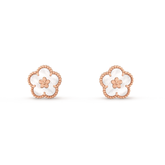 [AuraEcho]LUCKY PINK GOLD WHITE MOP EARRINGS