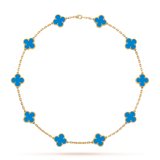 [AuraEcho]CLOVER 10 MOTIFS BLUE AGATE NECKLACE