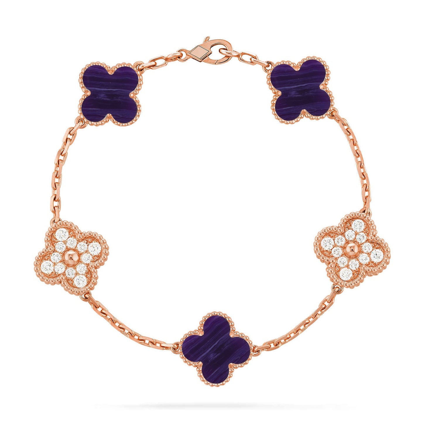 [AuraEcho]CLOVER 5 MOTIF PURPLE STRIPES BRACELET COLLECTION