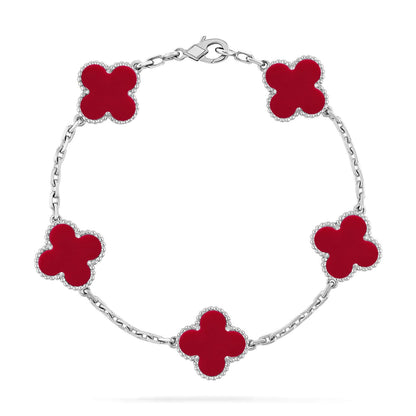 [AuraEcho] CLOVER 5 MOTIF RED CORNELIAN BRACELET COLLECTION