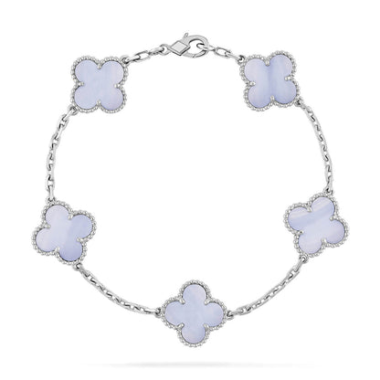 [AuraEcho] CLOVER 5 MOTIF PURPLE CHALCEDONY BRACELET COLLECTION