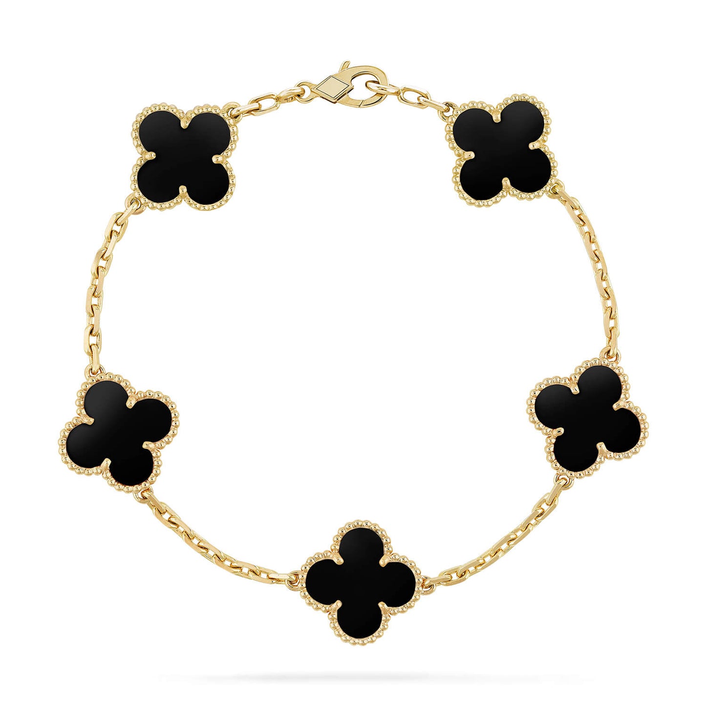 [AuraEcho]CLOVER  5 MOTIFS BLACK ONYX BRACELET