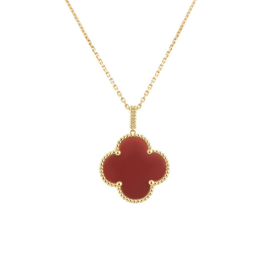 [AuraEcho]CLOVER 25MM NECKLACE GOLD CARNELIAN