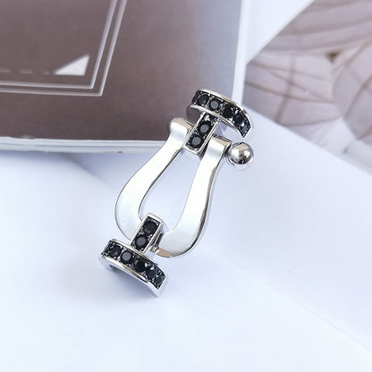 [AuraEcho]FORCE LARGE HORSESHOE BLACK DIAMOND BRACELET SILVER