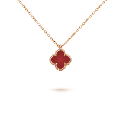 [AuraEcho]CLOVER MINI 9.5MM WHITE CARNELIANS NECKLACE