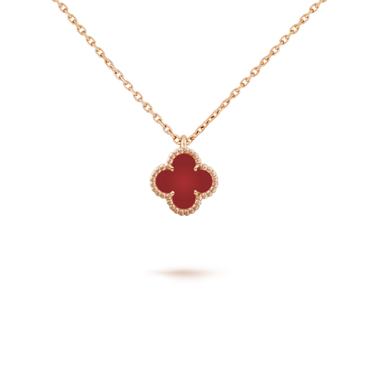[AuraEcho]CLOVER MINI 9.5MM WHITE CARNELIANS NECKLACE