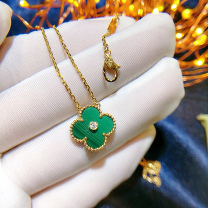 [AuraEcho]CLOVER 15MM DIAMOND TURQUOISE NECKLACE