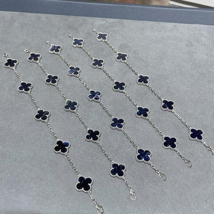 [AuraEcho]CLOVER 5 MOTIF PIETERSITE SILVER BRACELET