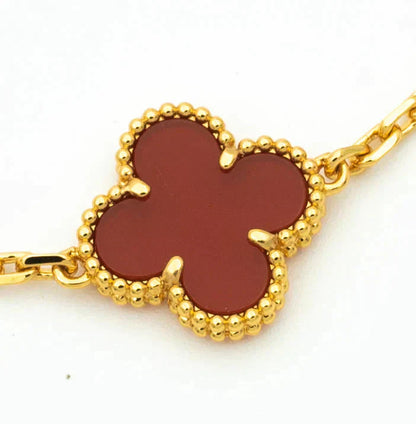 [AuraEcho]CLOVER  5 MOTIFS CARNELIAN GOLD BRACELET