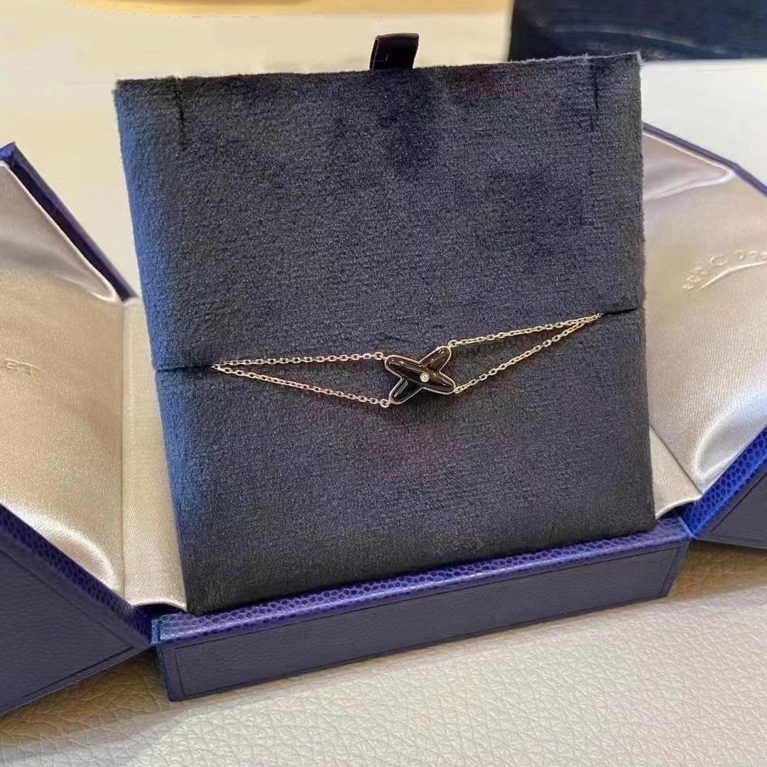 [AuraEcho]JEUX BRACELET ONYX PINK GOLD 1 DIAMOND