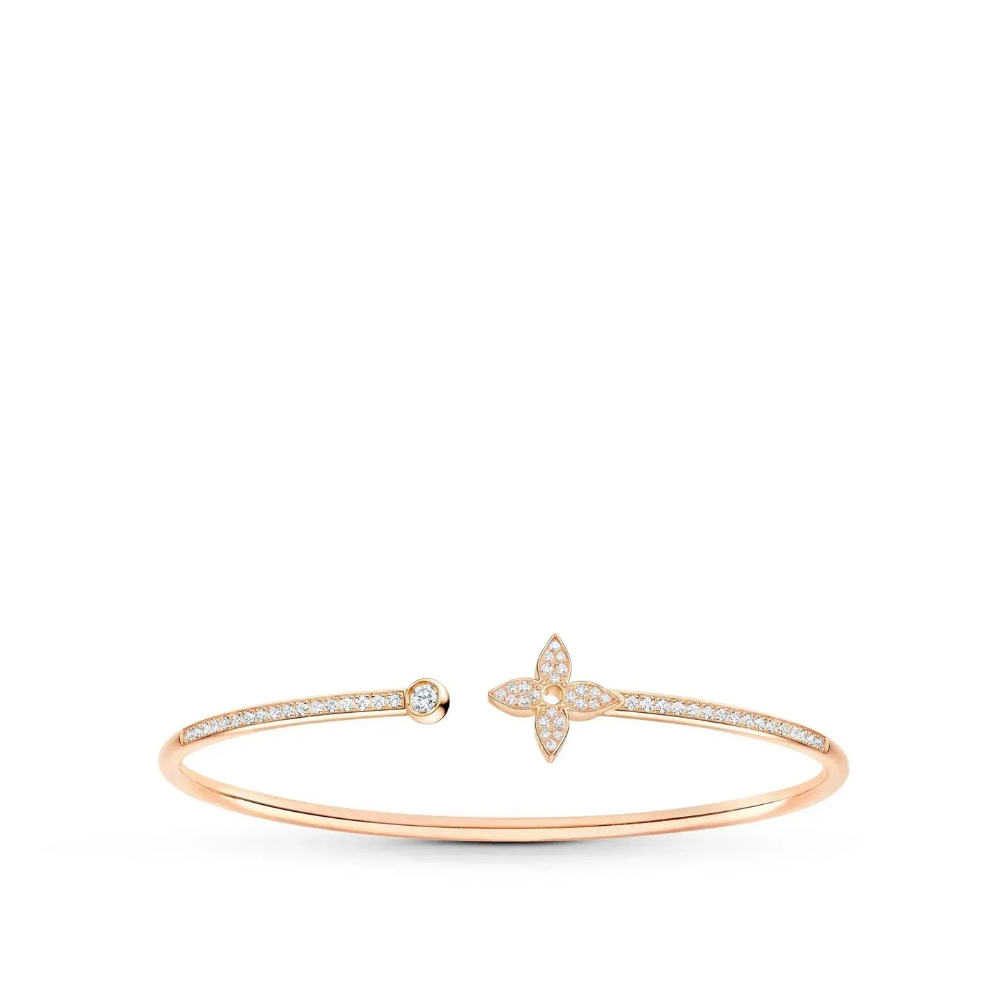 [AuraEcho]IDYLLE PINK GOLD OPEN BRACELET DIAMOND PAVED