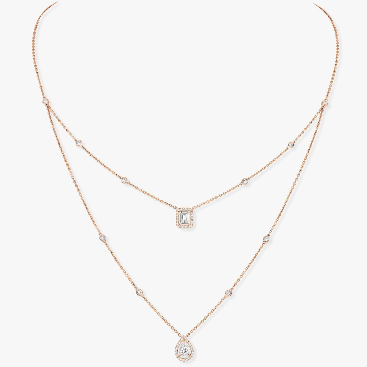 [AuraEcho]MY TWIN 2 ROW DIAMOND NECKLACE