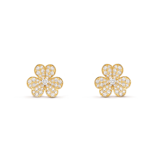 [AuraEcho]FRIVOLE GOLD FLOWER DIAMOND EARRINGS