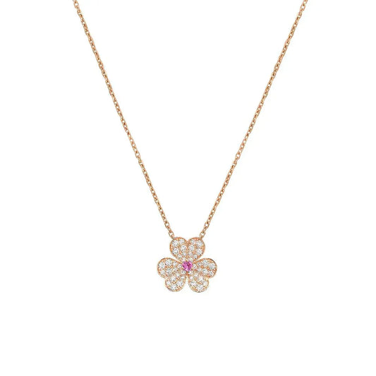 [AuraEcho]FRIVOLE ROSE GOLD FLOWER DIAMOND NECKLACE
