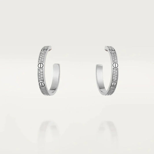 [AuraEcho]LOVE DIAMOND SILVER HOOP EARRINGS