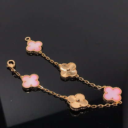 [AuraEcho]CLOVER BRACELET 5 MOTIF PINK AND PINK GOLD